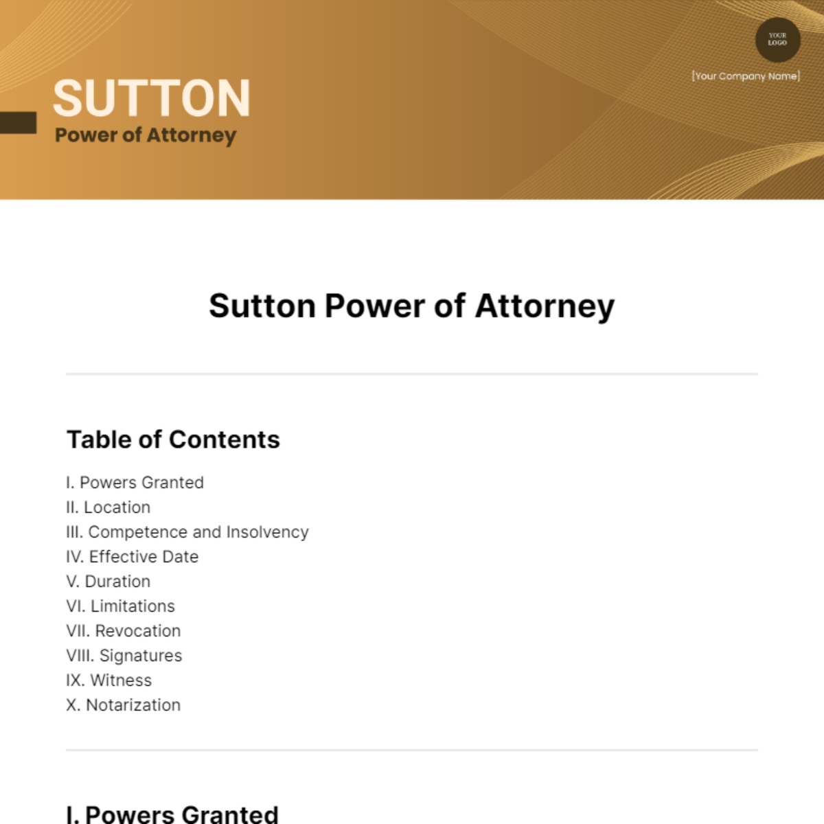 Free Sutton Power of Attorney Template