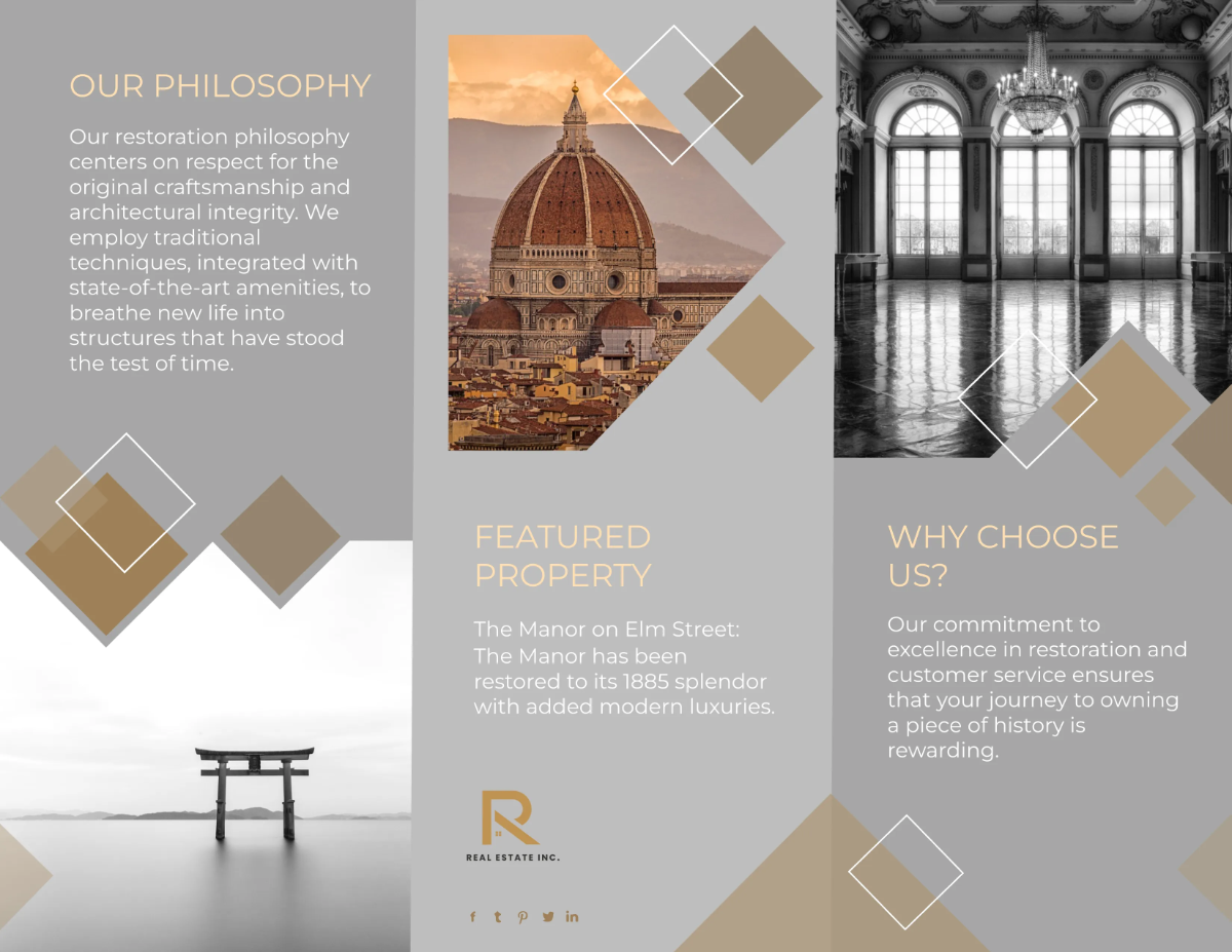 Free Historic Properties and Restorations Brochure Template to Edit Online