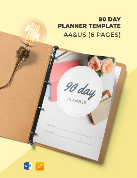 90 days planner template word apple pages template
