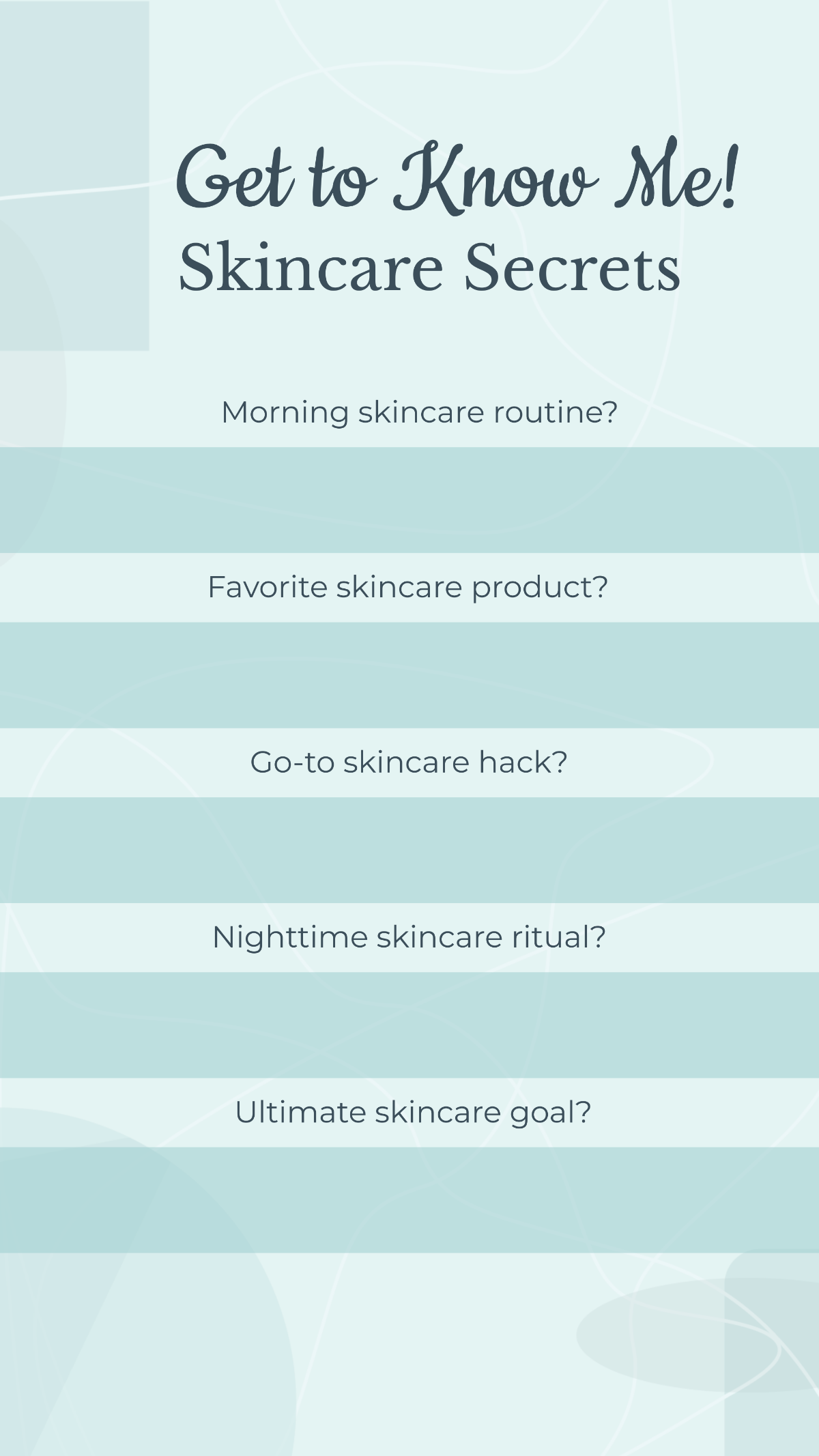 Get to Know Me Skincare Questionnaire Facebook Post