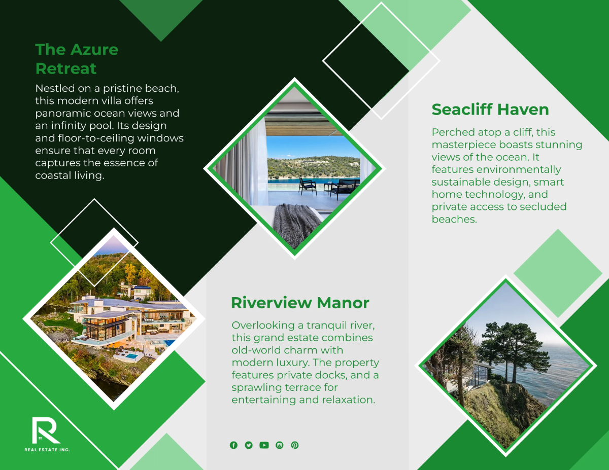 Free Waterfront and Beachfront Properties Brochure Template to Edit Online