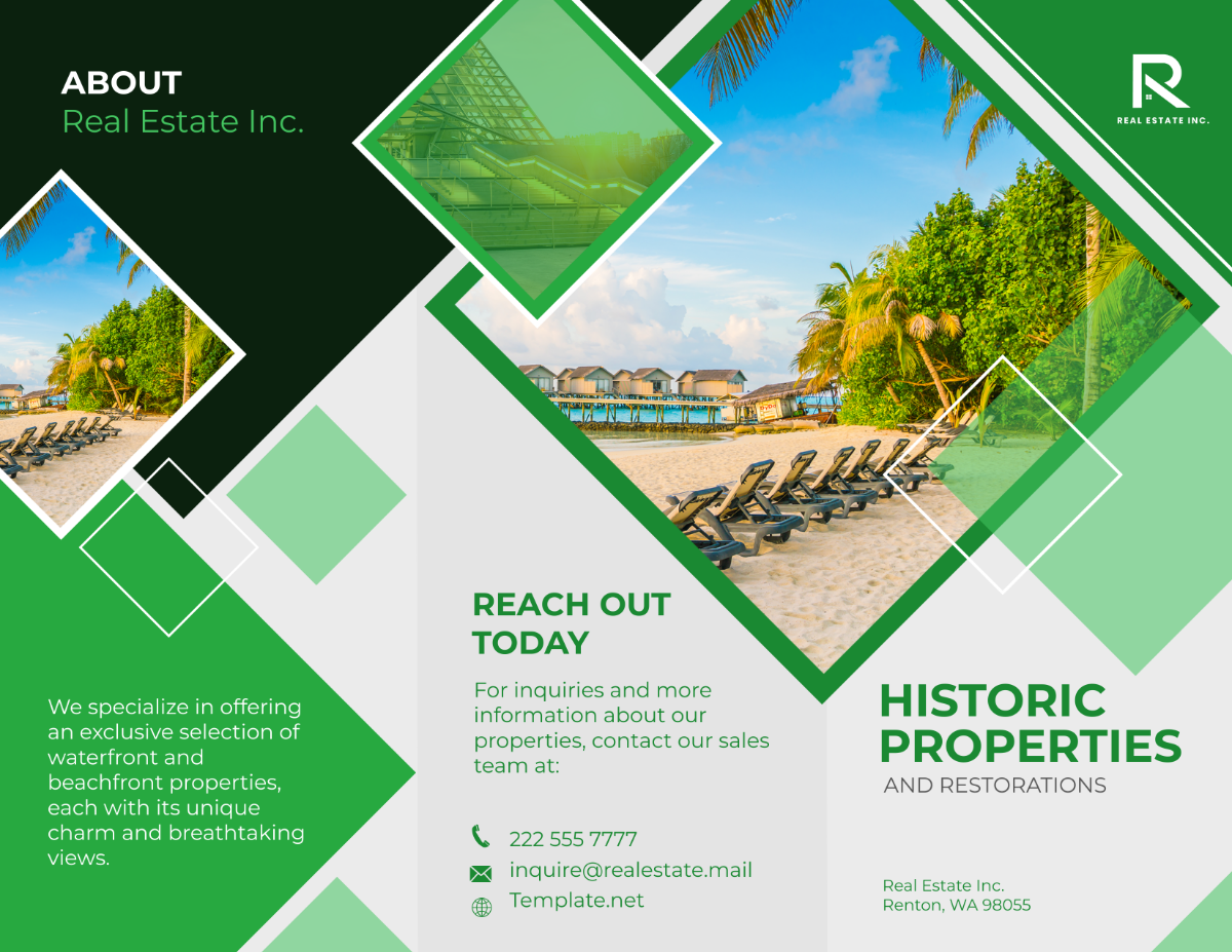 Waterfront and Beachfront Properties Brochure Template