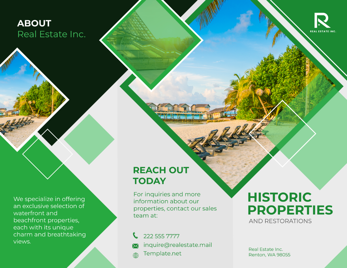 Free Waterfront and Beachfront Properties Brochure Template