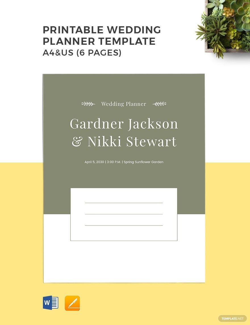 Printable Wedding Planner Template