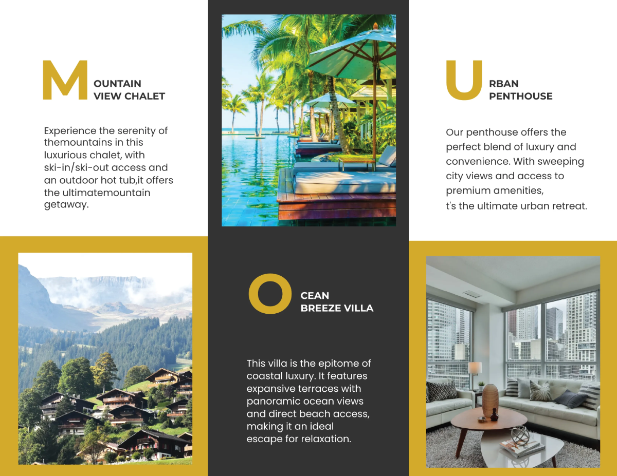 Free Vacation and Second Homes Brochure Template to Edit Online
