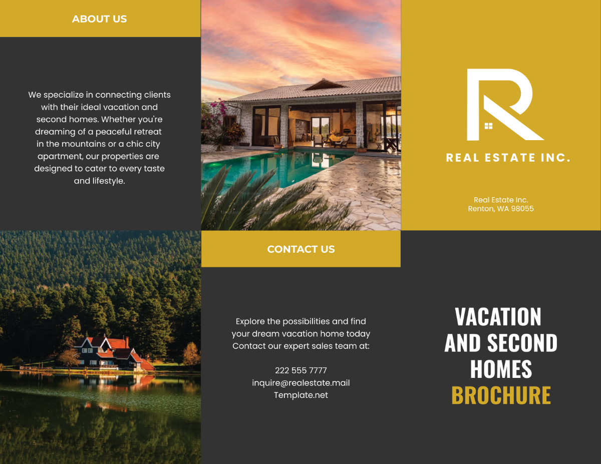 Free Vacation and Second Homes Brochure Template