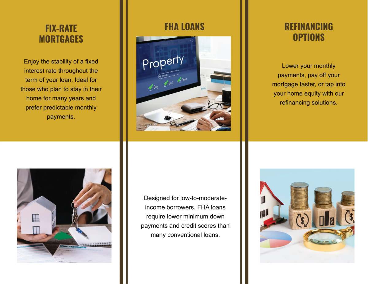 Free Mortgage Options and Financing Solutions Brochure Template to Edit Online