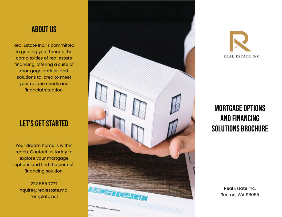 Free Mortgage Options and Financing Solutions Brochure Template