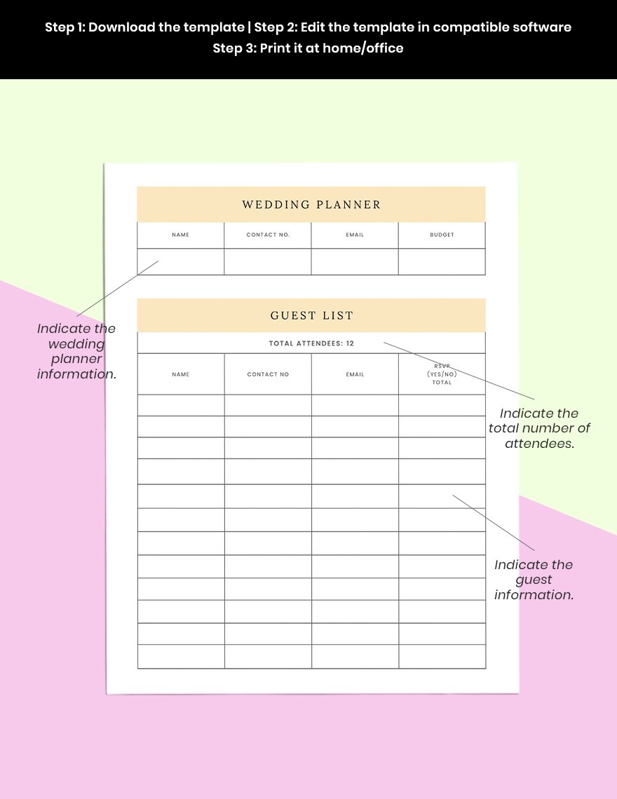 Checklist Wedding Planner Example