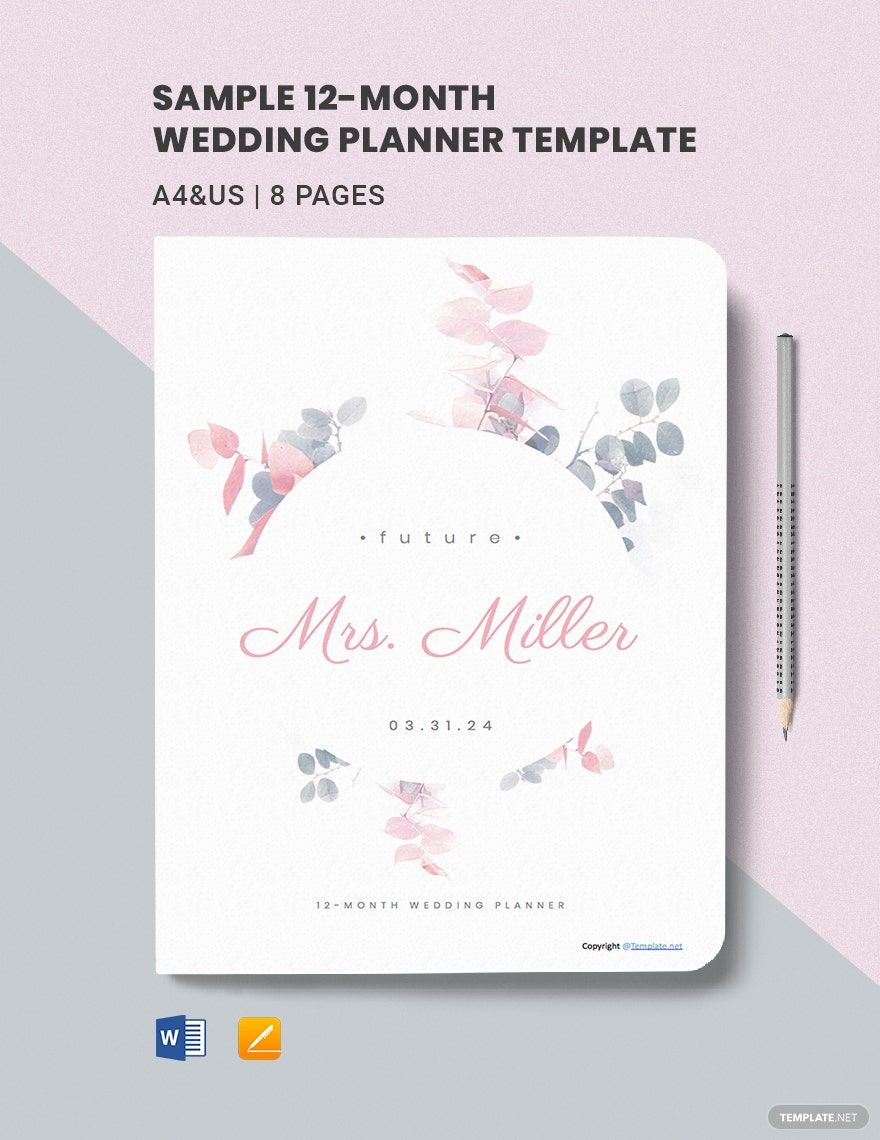 Free Sample 12-Month Wedding Planner Template