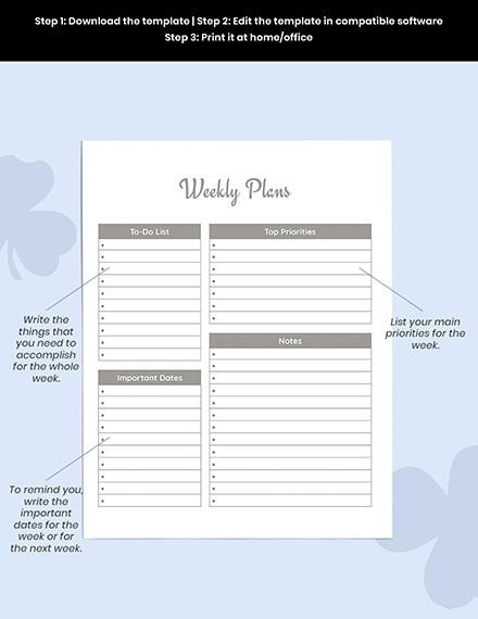 Blank Planner template Editable