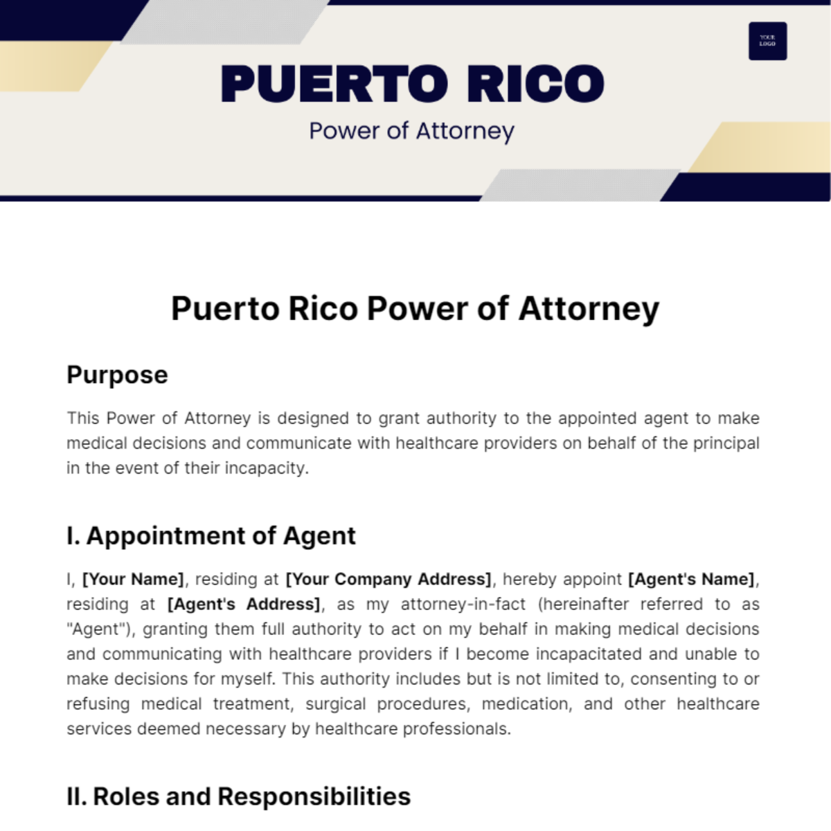 Puerto Rico Power of Attorney Template