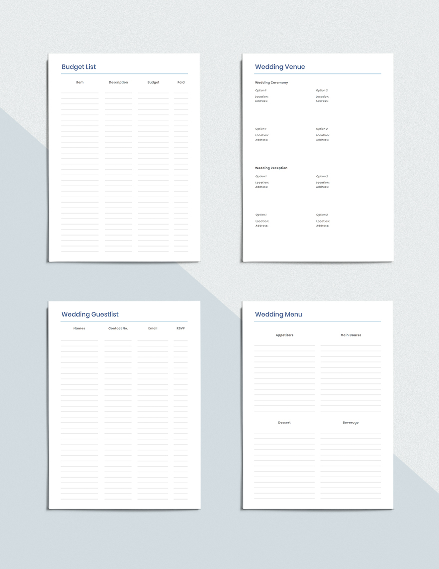Sample Wedding To Do Planner Template