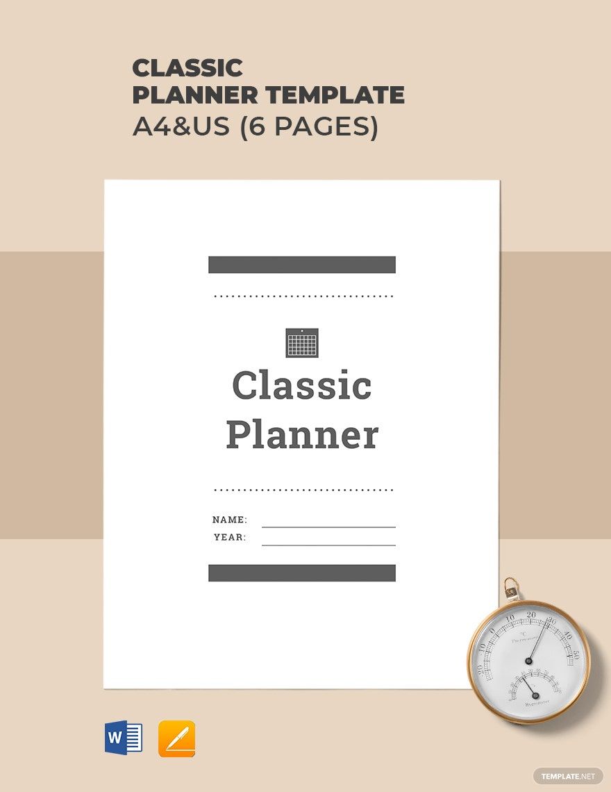 Classic Planner Template in Word, Google Docs, PDF, Apple Pages