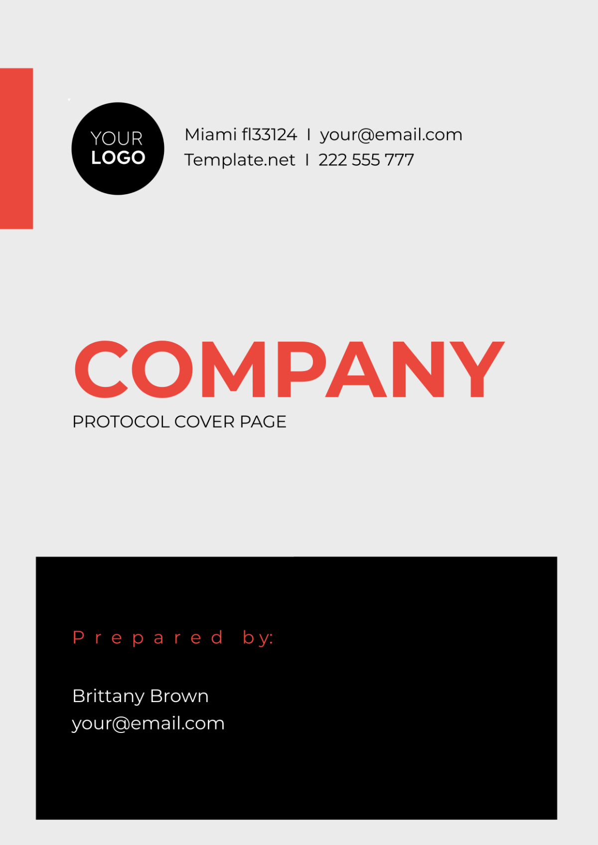 Company Protocol Cover Page Template