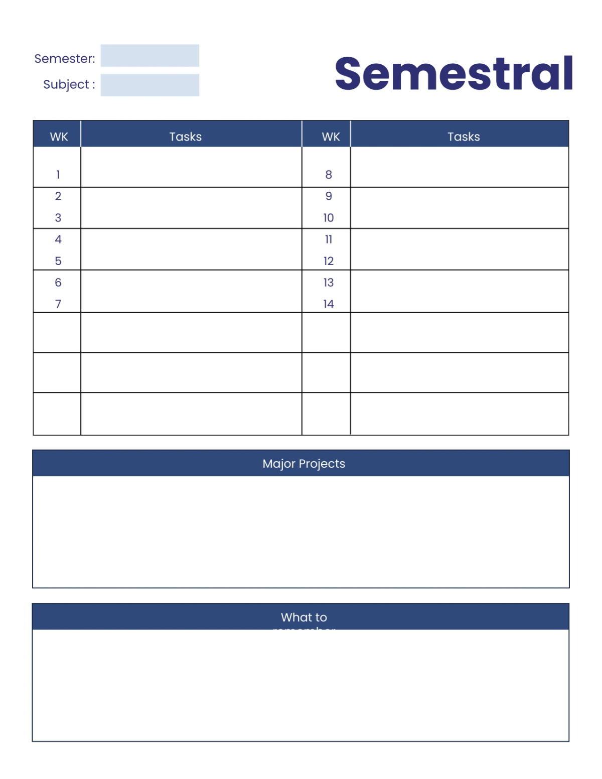 Free University Planner Template to Edit Online