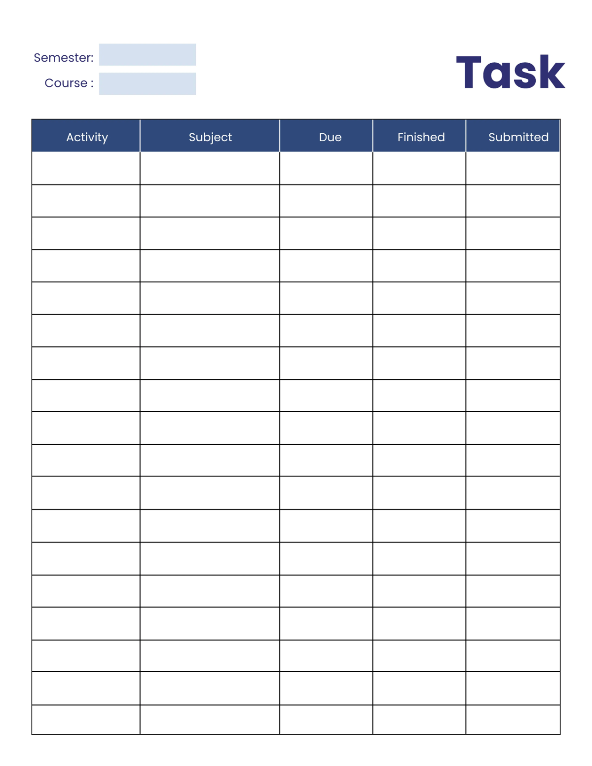 Free University Planner Template to Edit Online