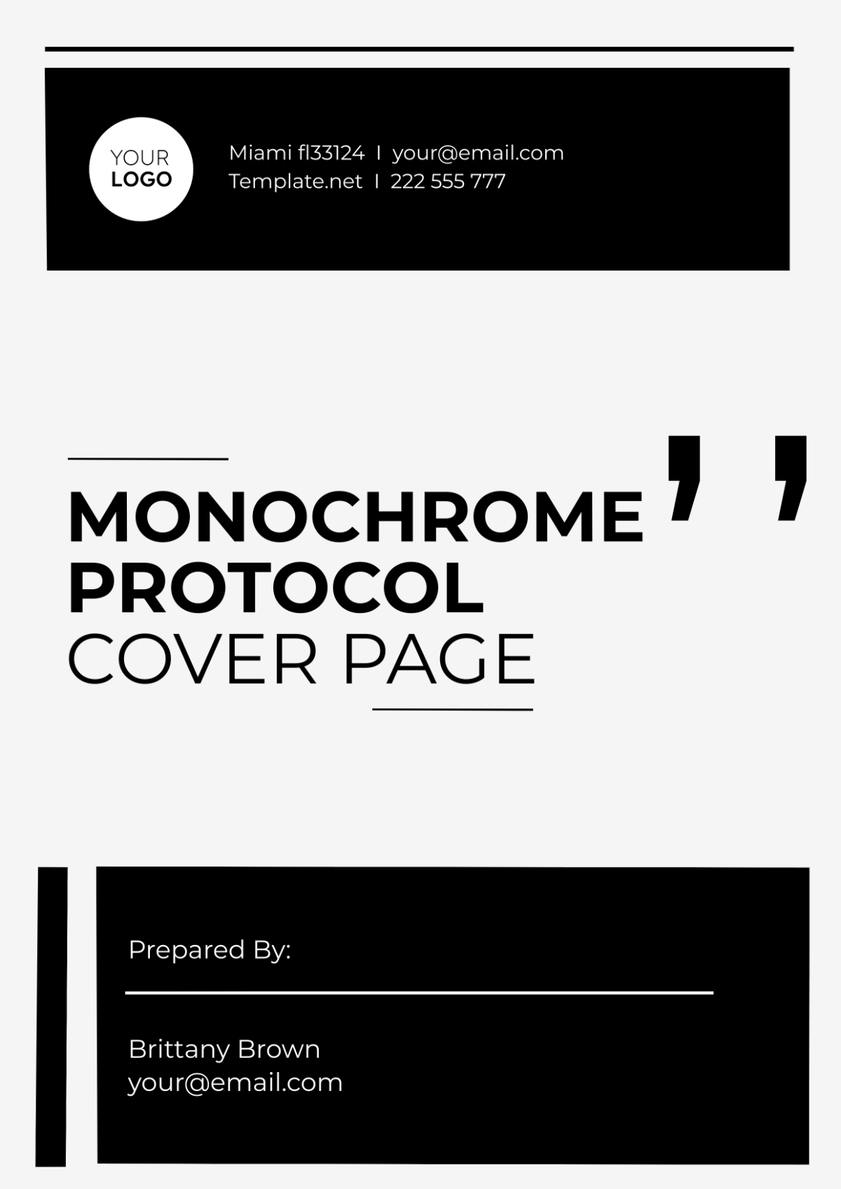 Monochrome Protocol Cover Page Template - Edit Online & Download ...