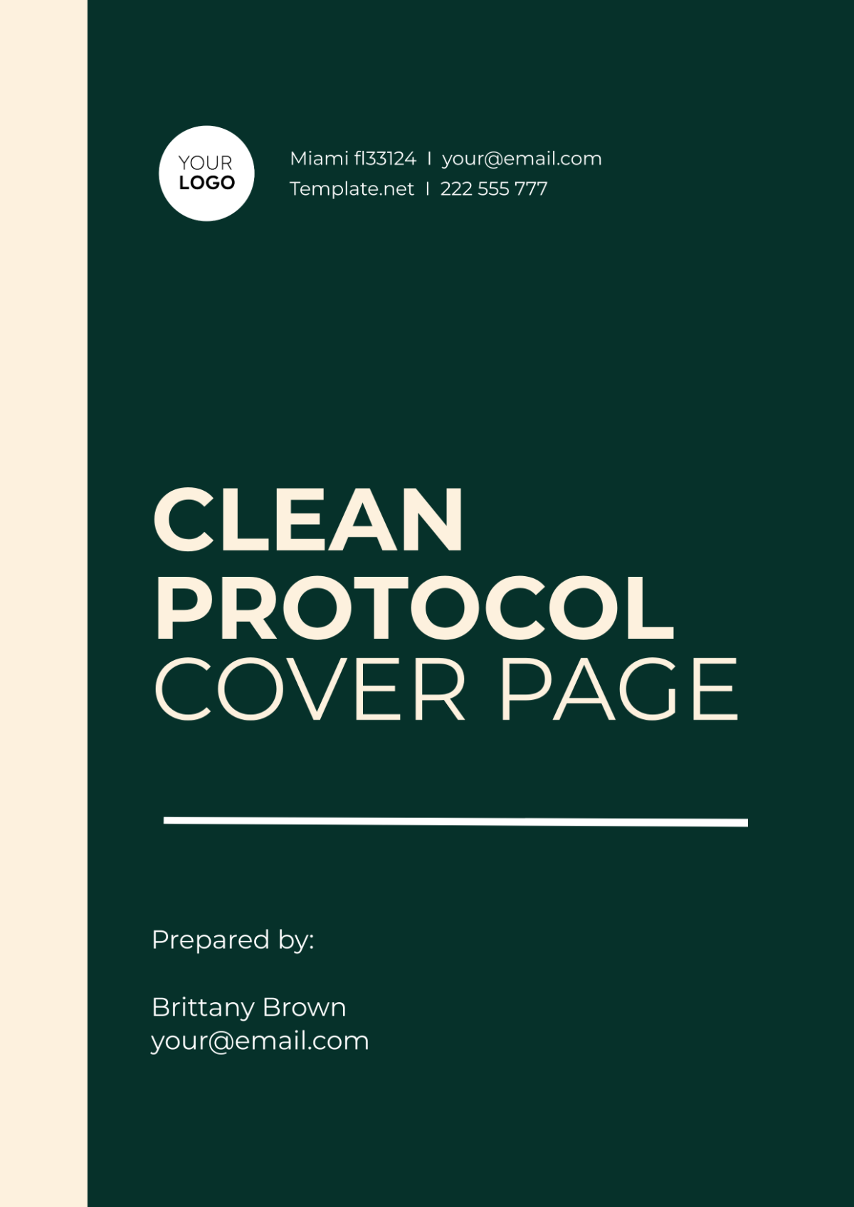 Clean Protocol Cover Page Template