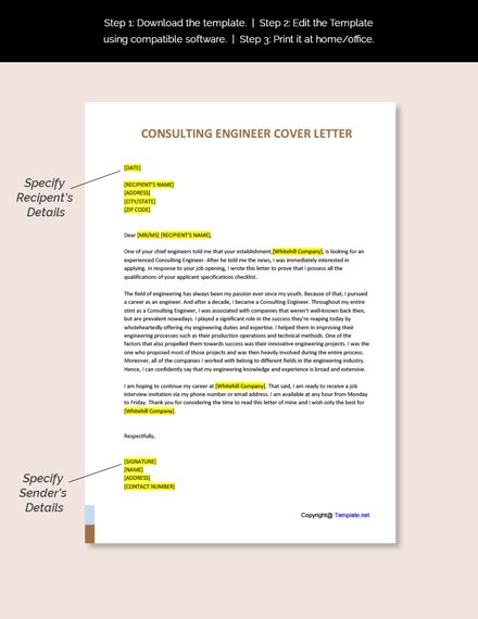 Free Consulting Engineer Cover Letter Template - Google Docs, Word ...