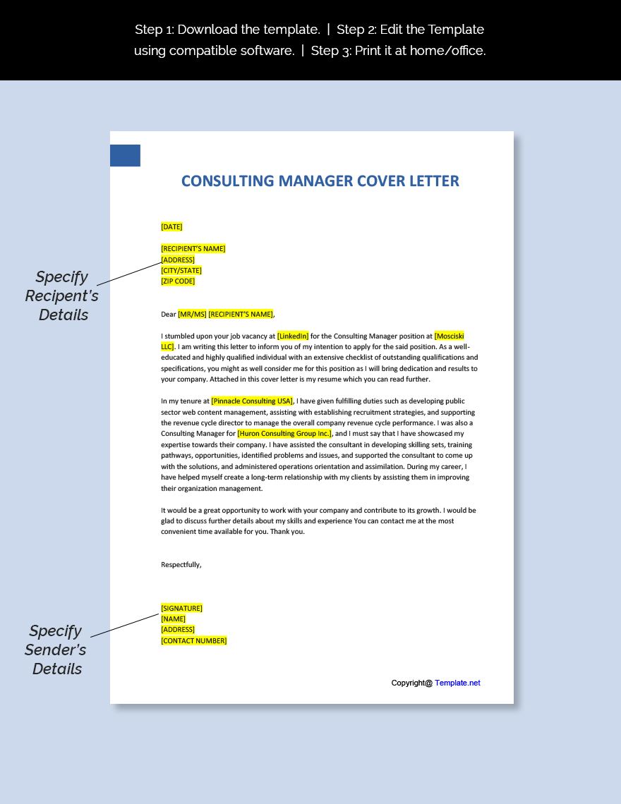 Consulting Manager Cover Letter