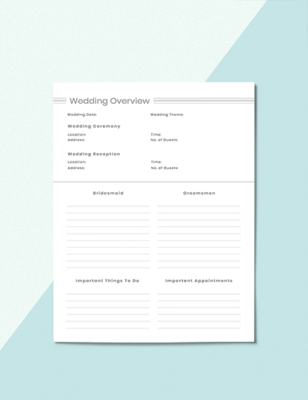Digital Wedding Planner Format