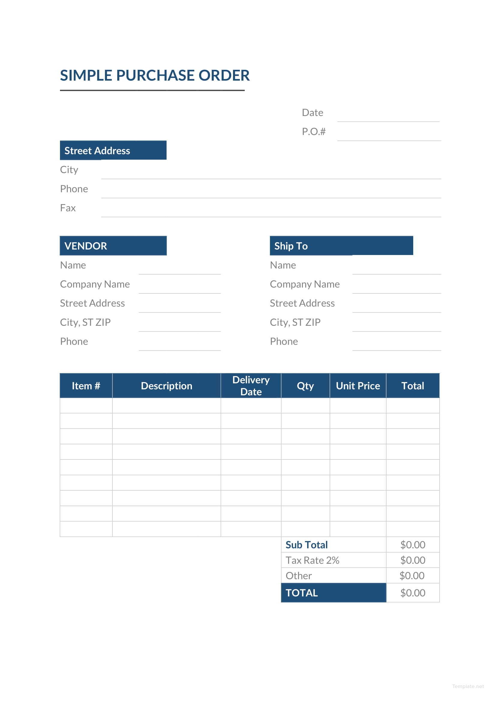 Microsoft Word Purchase Order Template