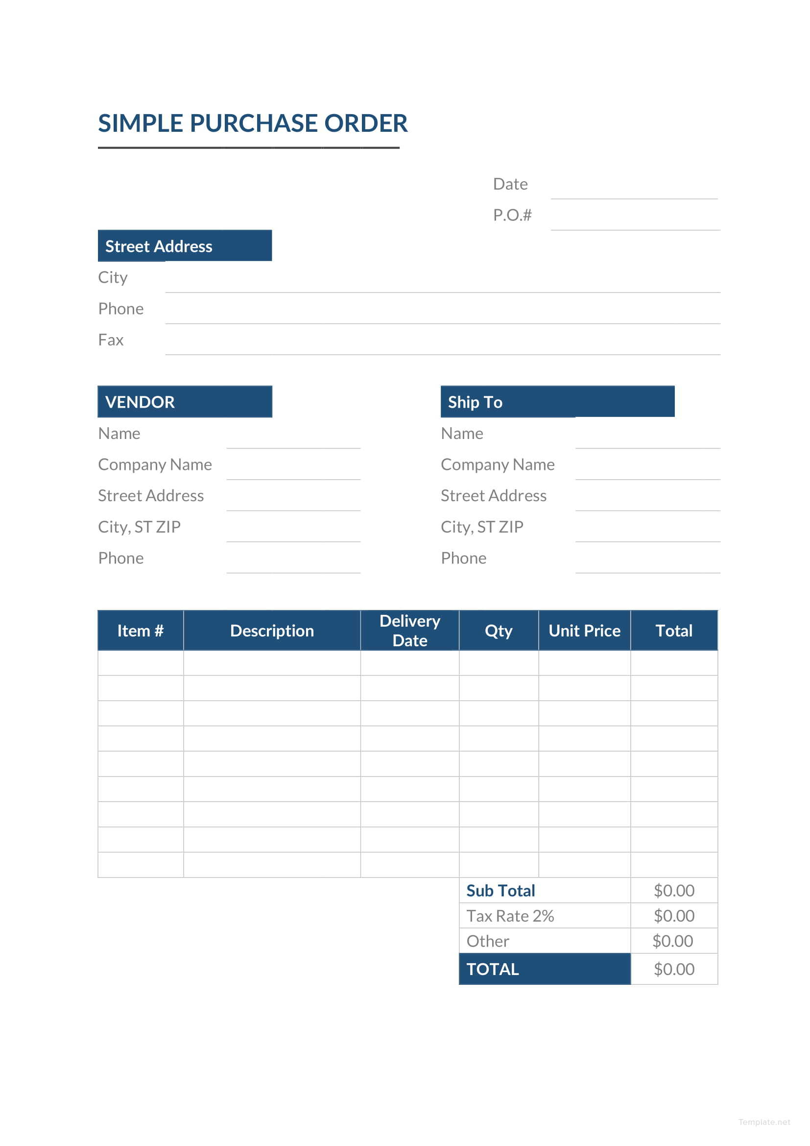 Construction Purchase Order Template Excel Excel Templates