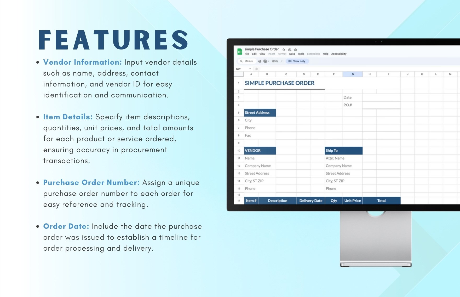 Simple Purchase Order Template