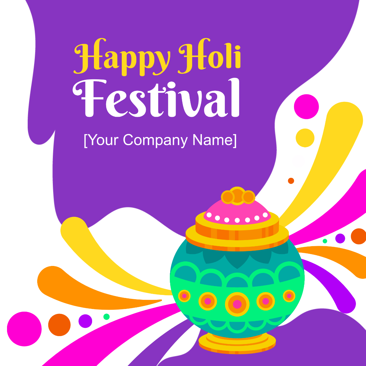 Free Happy Holi Festival Facebook Post Template