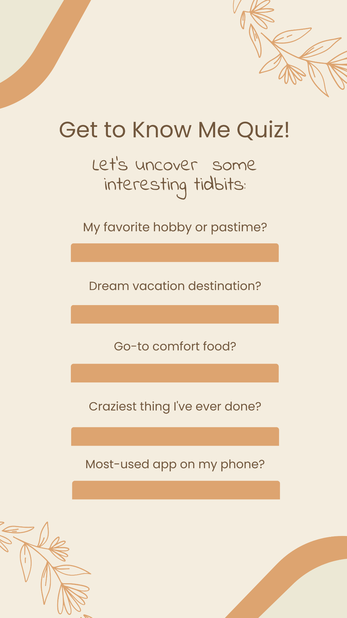 Get to Know Me Quiz Instagram Story Template