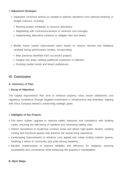 Free Real Estate Capital Improvement Planning Template to Edit Online