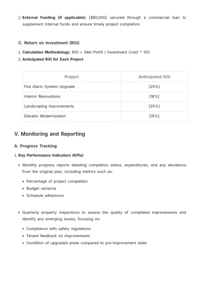 Free Real Estate Capital Improvement Planning Template to Edit Online