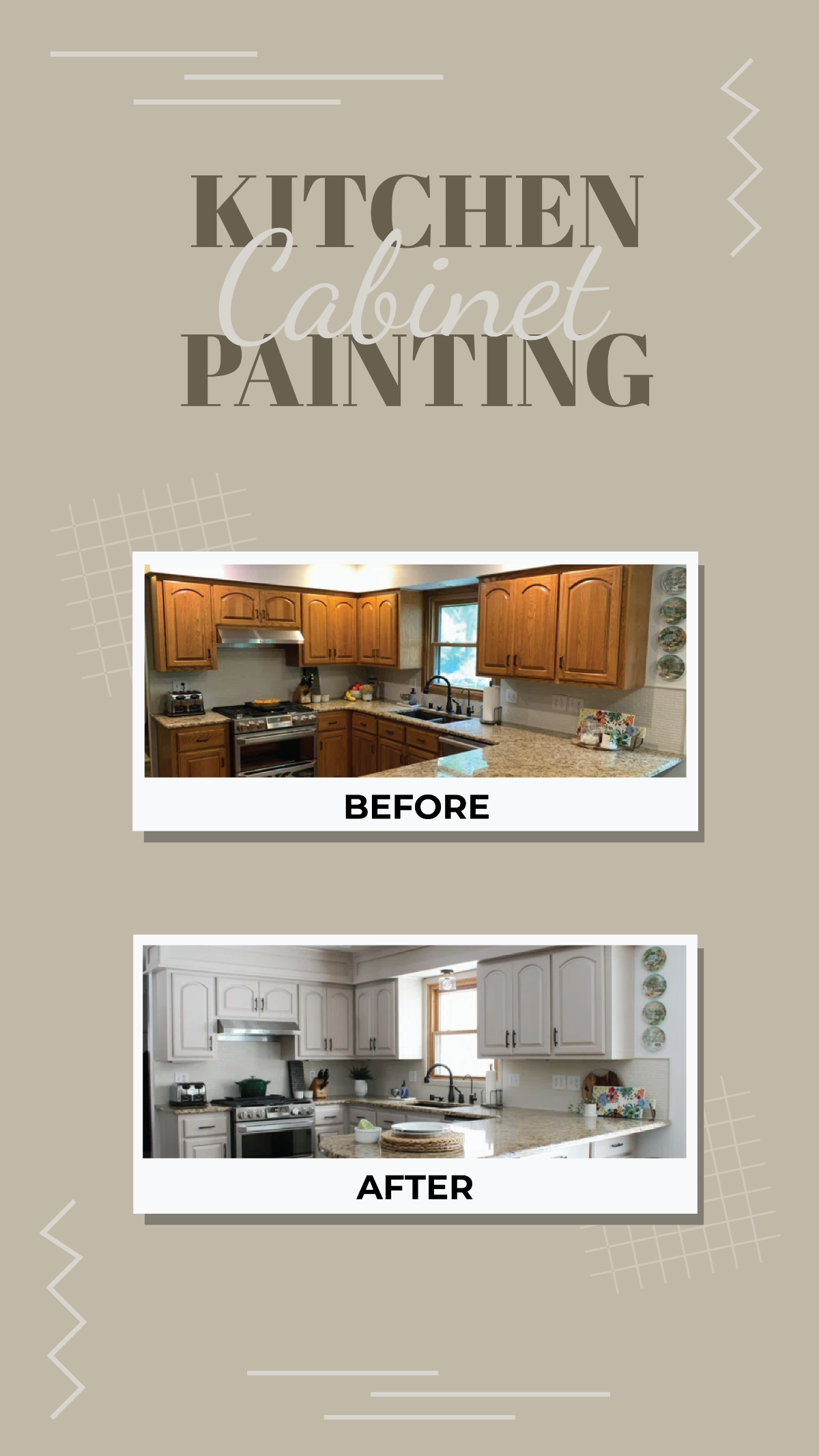 Kitchen Cabinet Painting Before and After Facebook Post