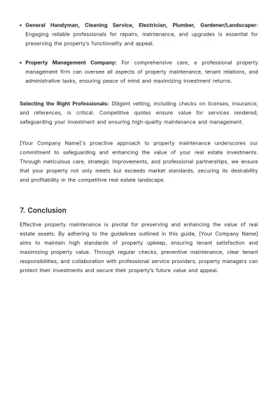 Free Real Estate Property Maintenance Guide Template to Edit Online
