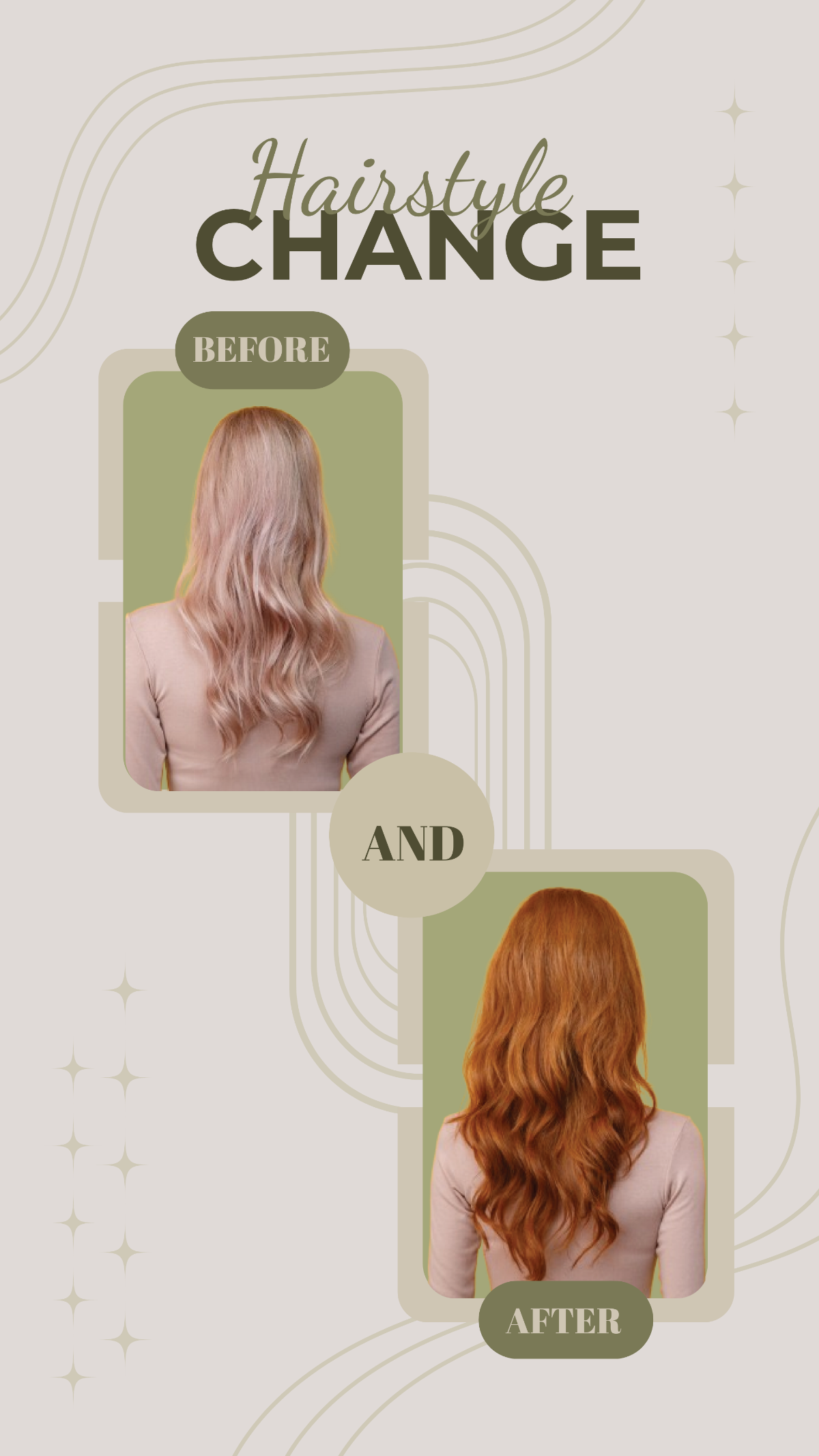 Hairstyle Before and After Photo Collage Instagram Post