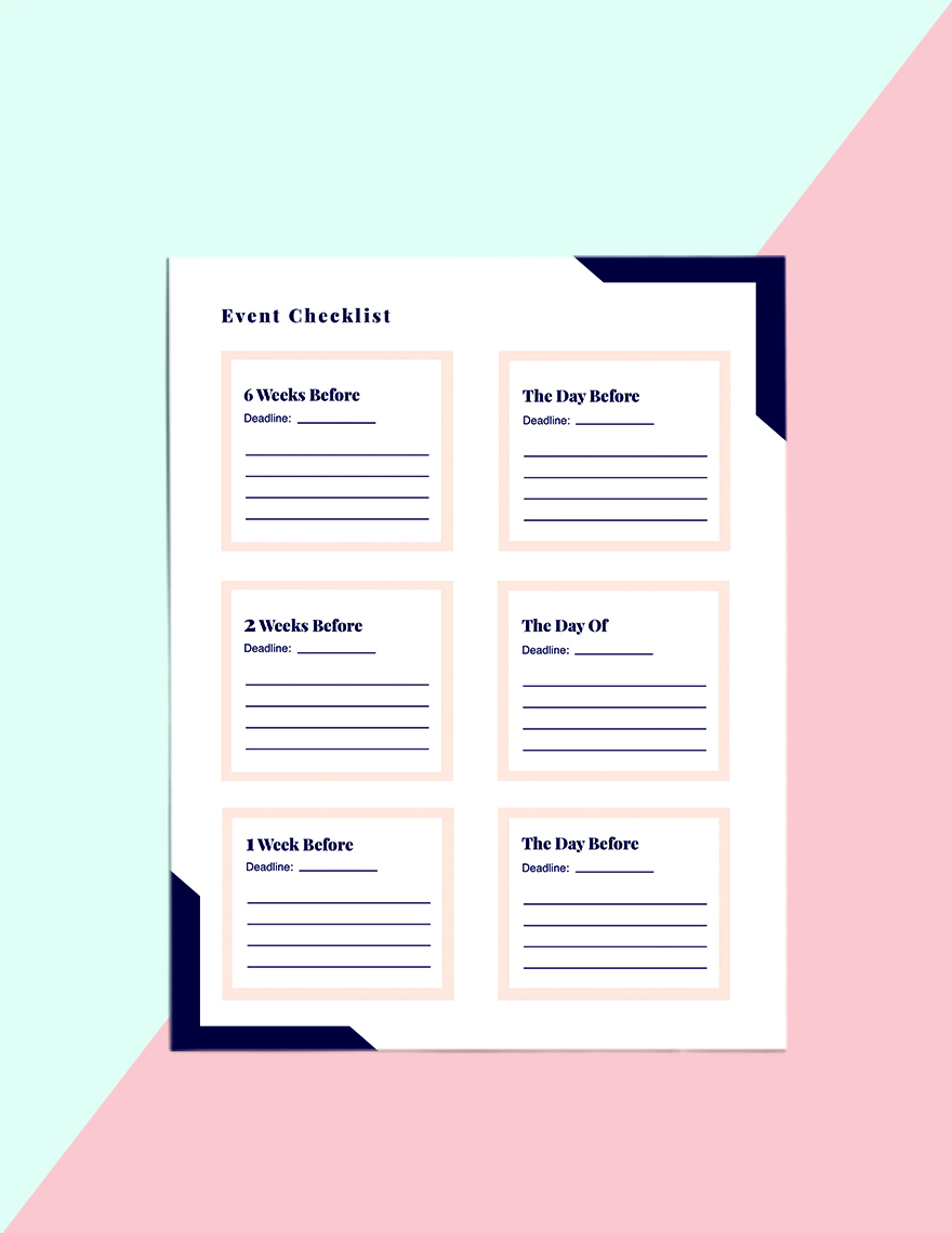Printable Event Planner template Format