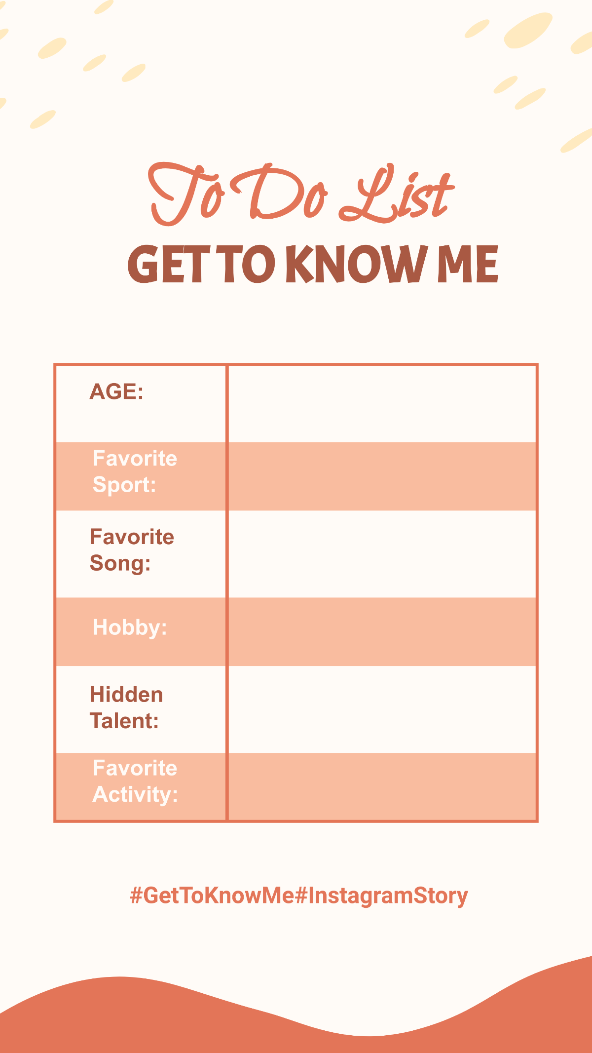 To Do List Get to Know Me Instagram Story Template