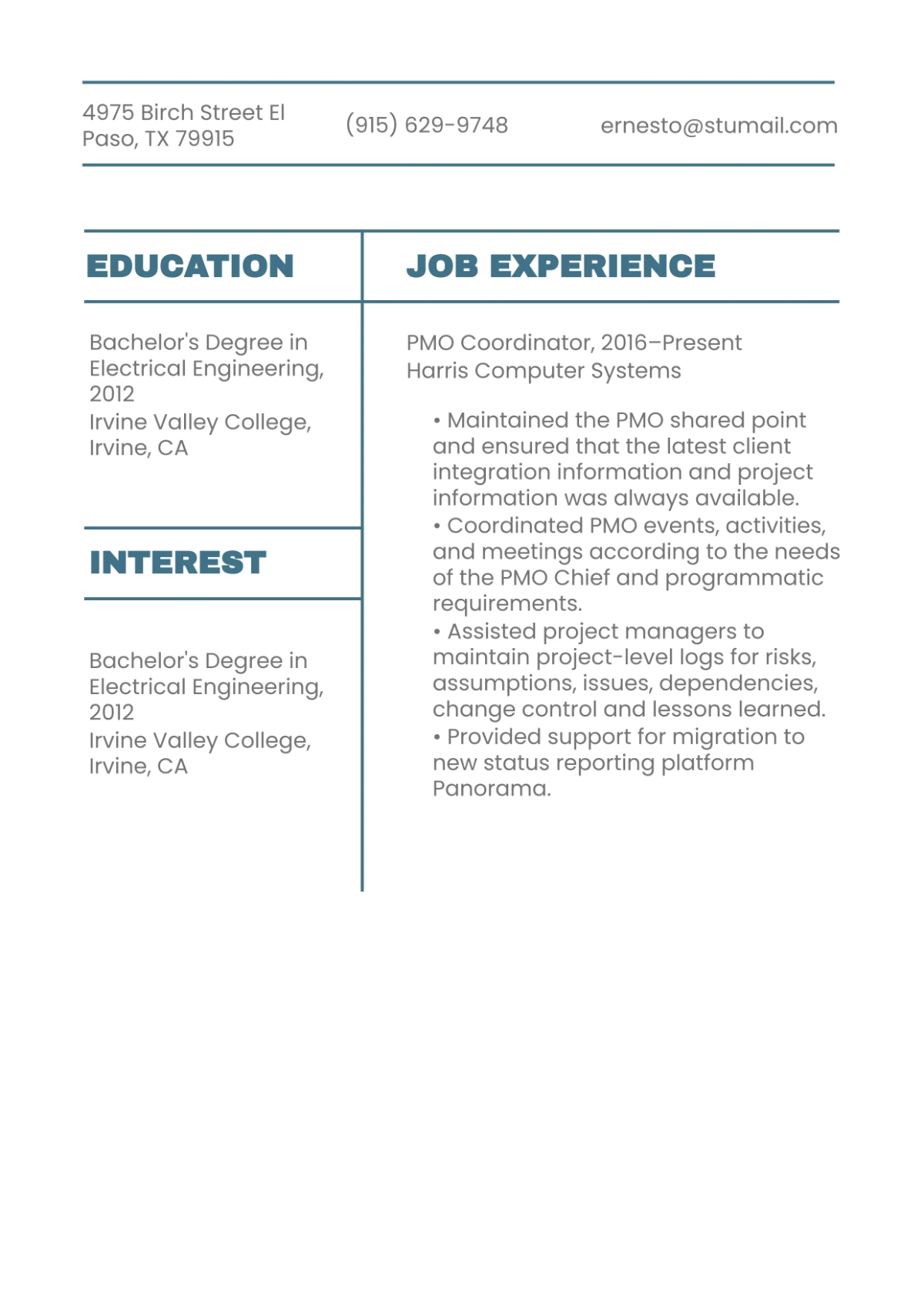 Free PMO Coordinator Resume Template to Edit Online