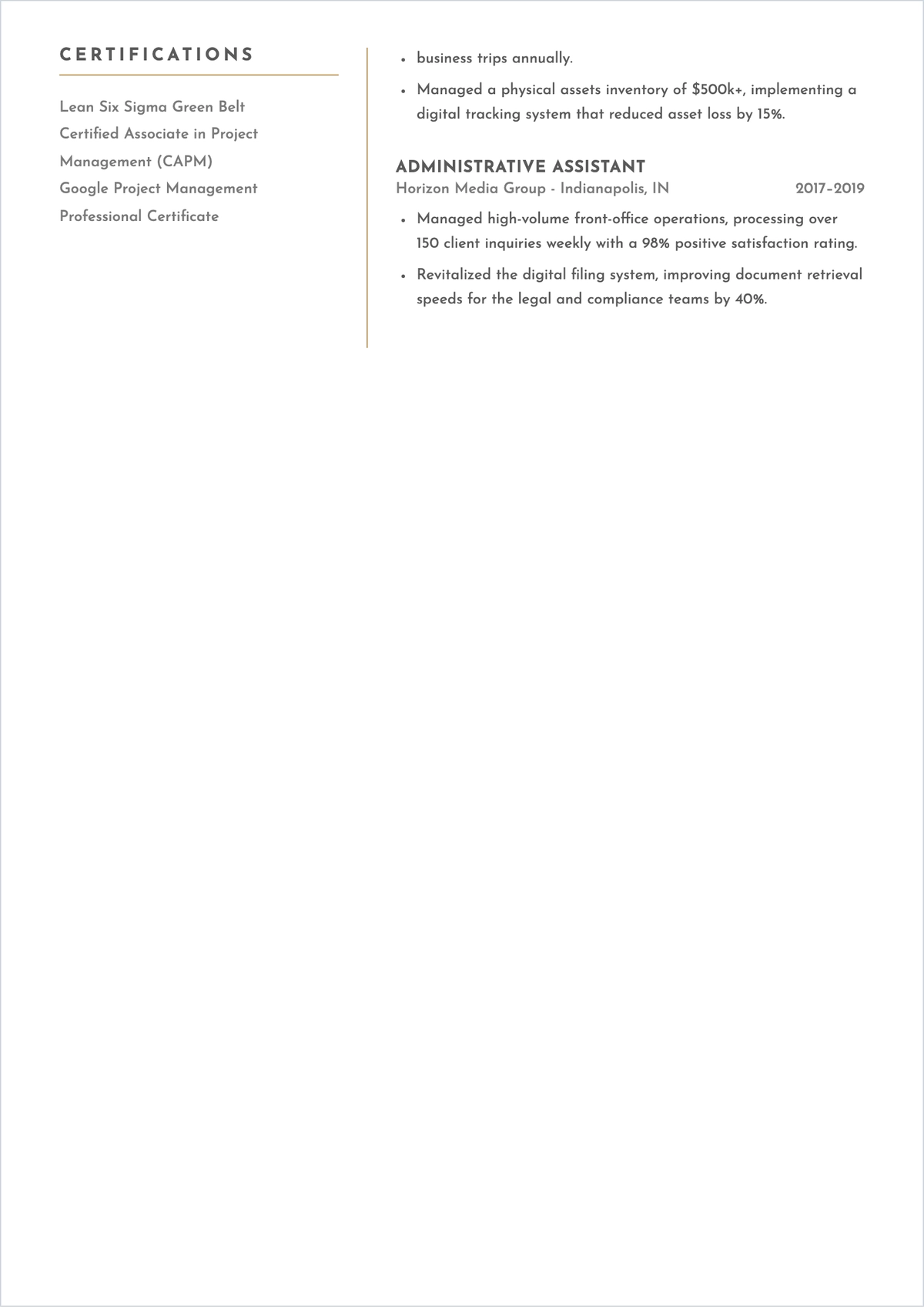 Free Business Coordinator ATS Resume Template, AI Resume Builder