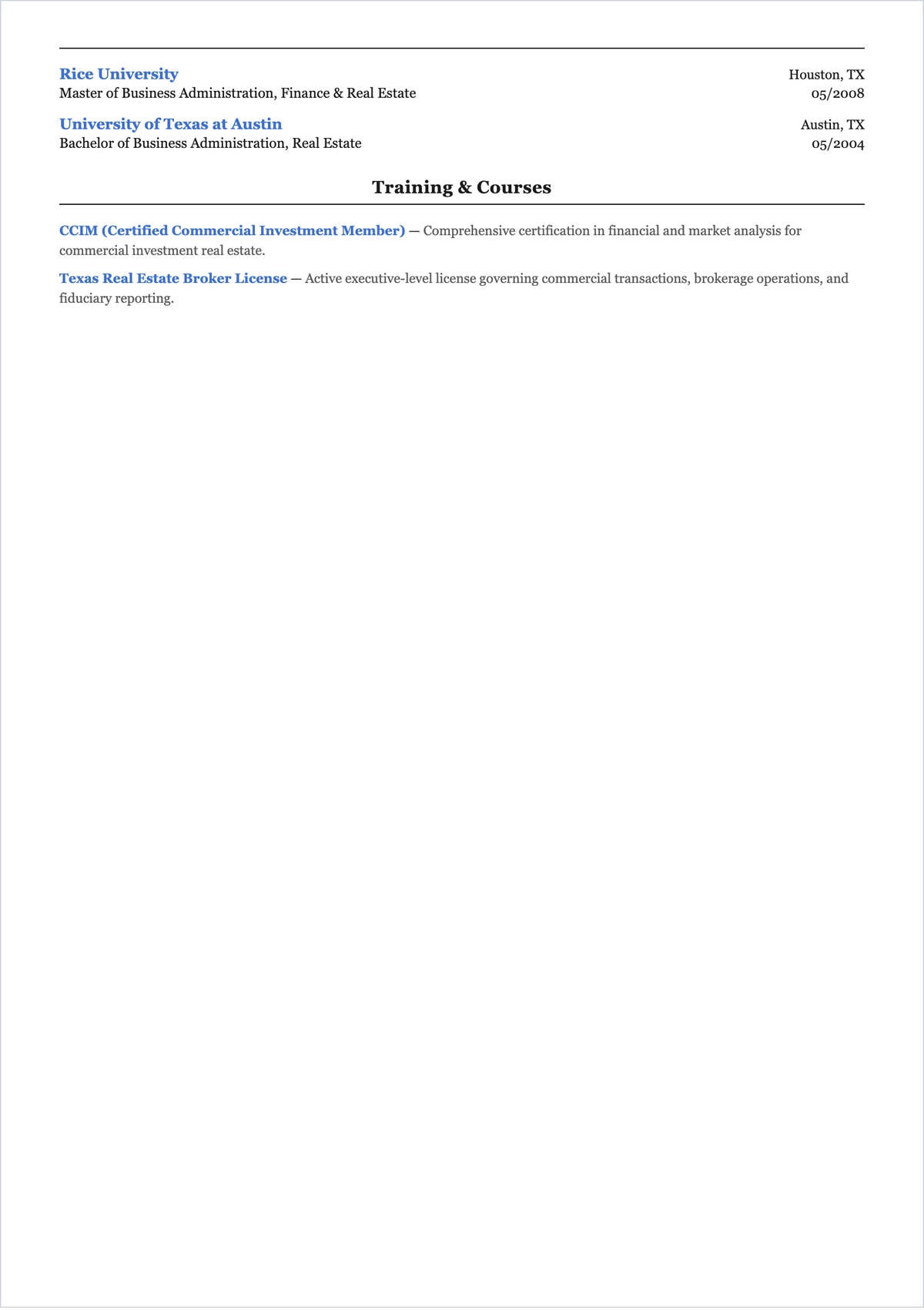 Free Real Estate Vice President ATS Resume Template, AI Resume Builder