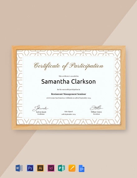 Blank Certificate of Participation Template - Google Docs, Word, Publisher