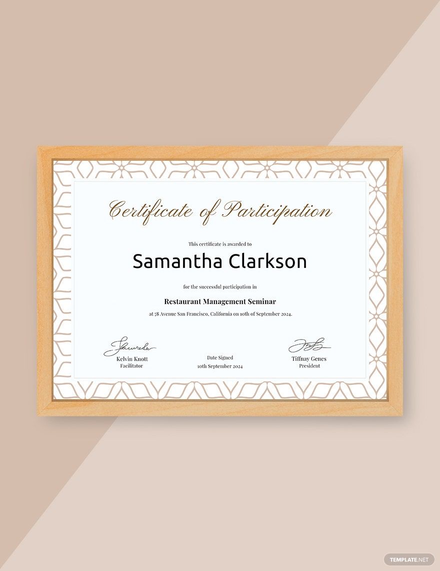 Editable Blank Certificate of Participation Template