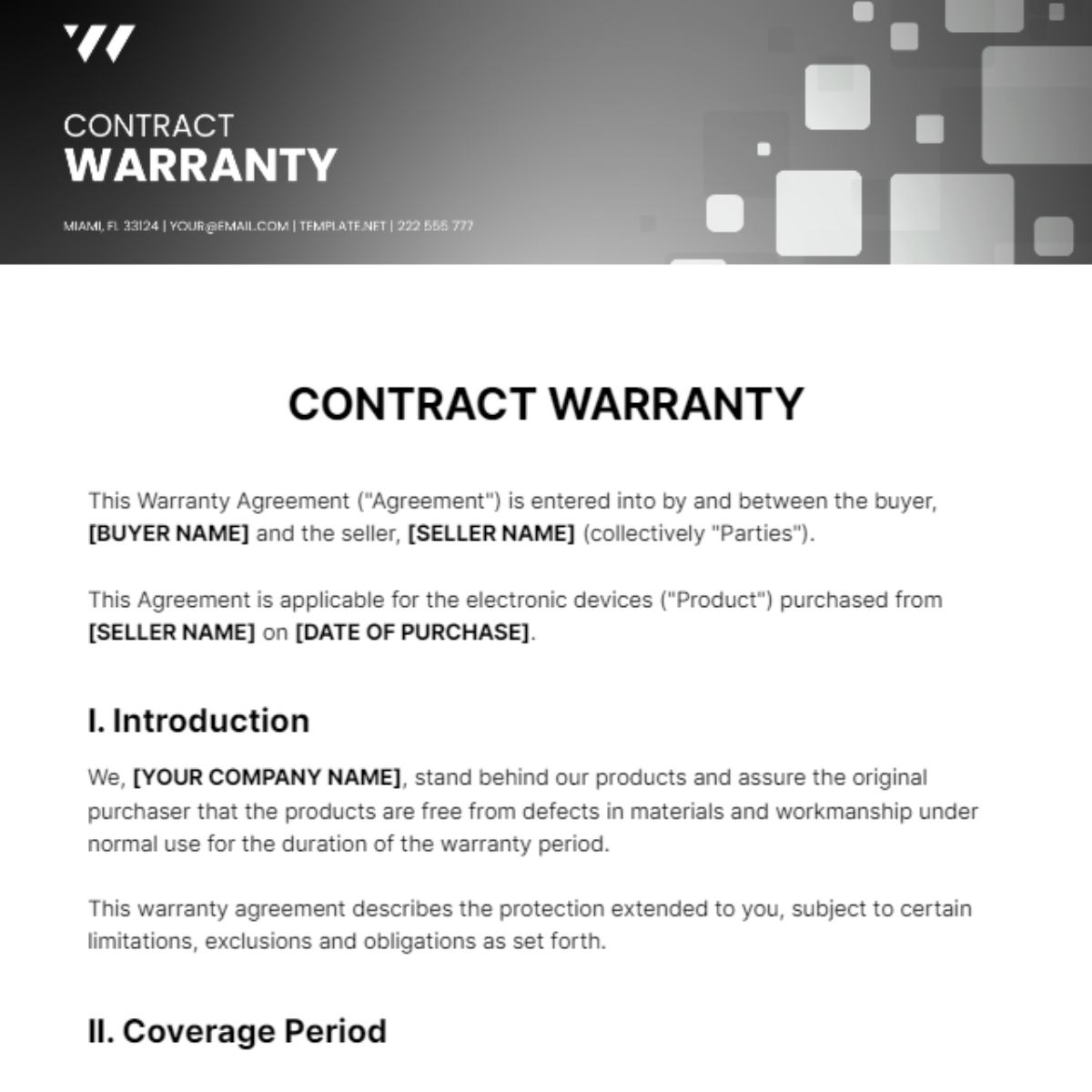 Contract Warranty Template