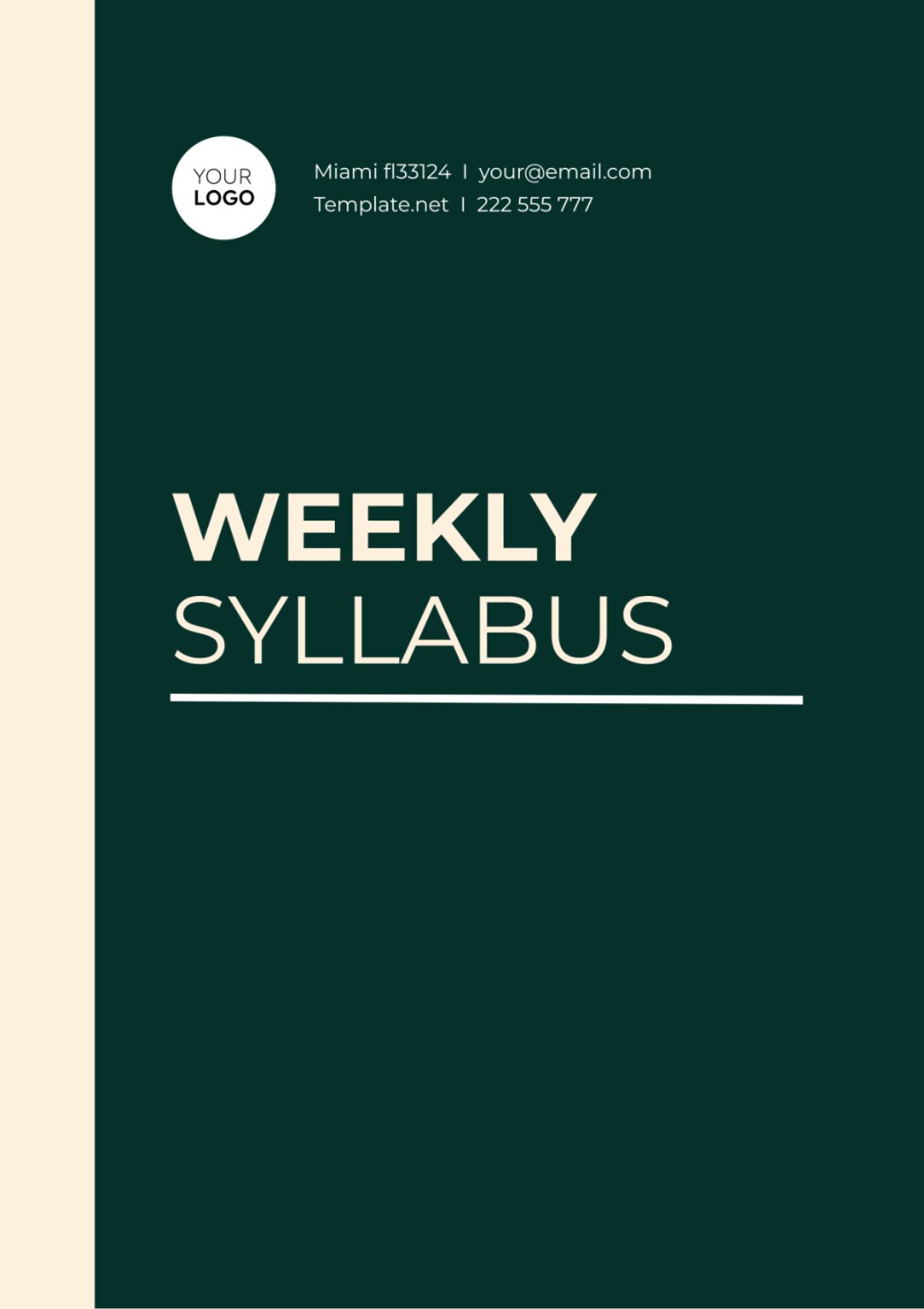 Weekly Syllabus Template