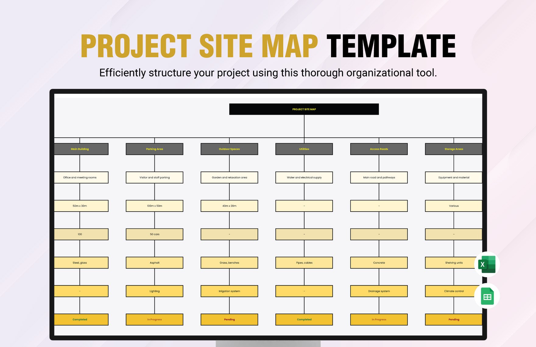 Project Site Map Template in Excel, Google Sheets