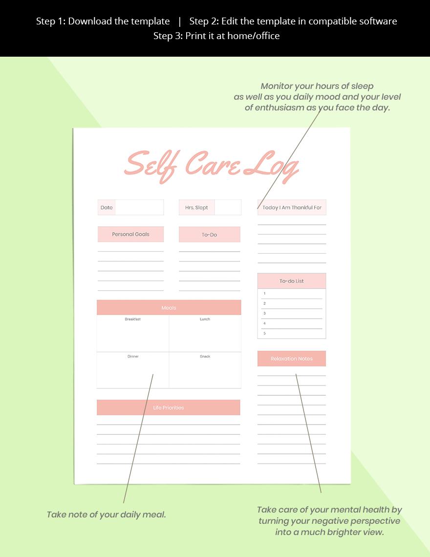 Self Care Planner Template