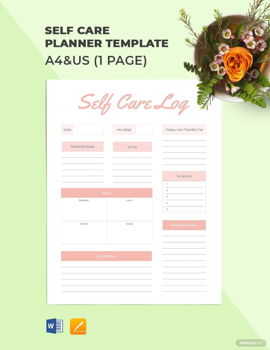 Self Care Planner Template