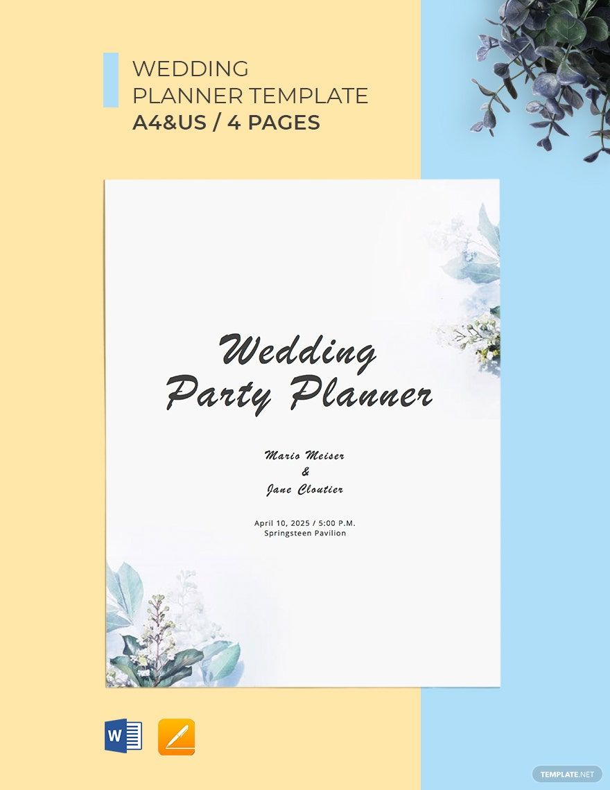 Sample Party Menu Planner Template Word, Apple Pages