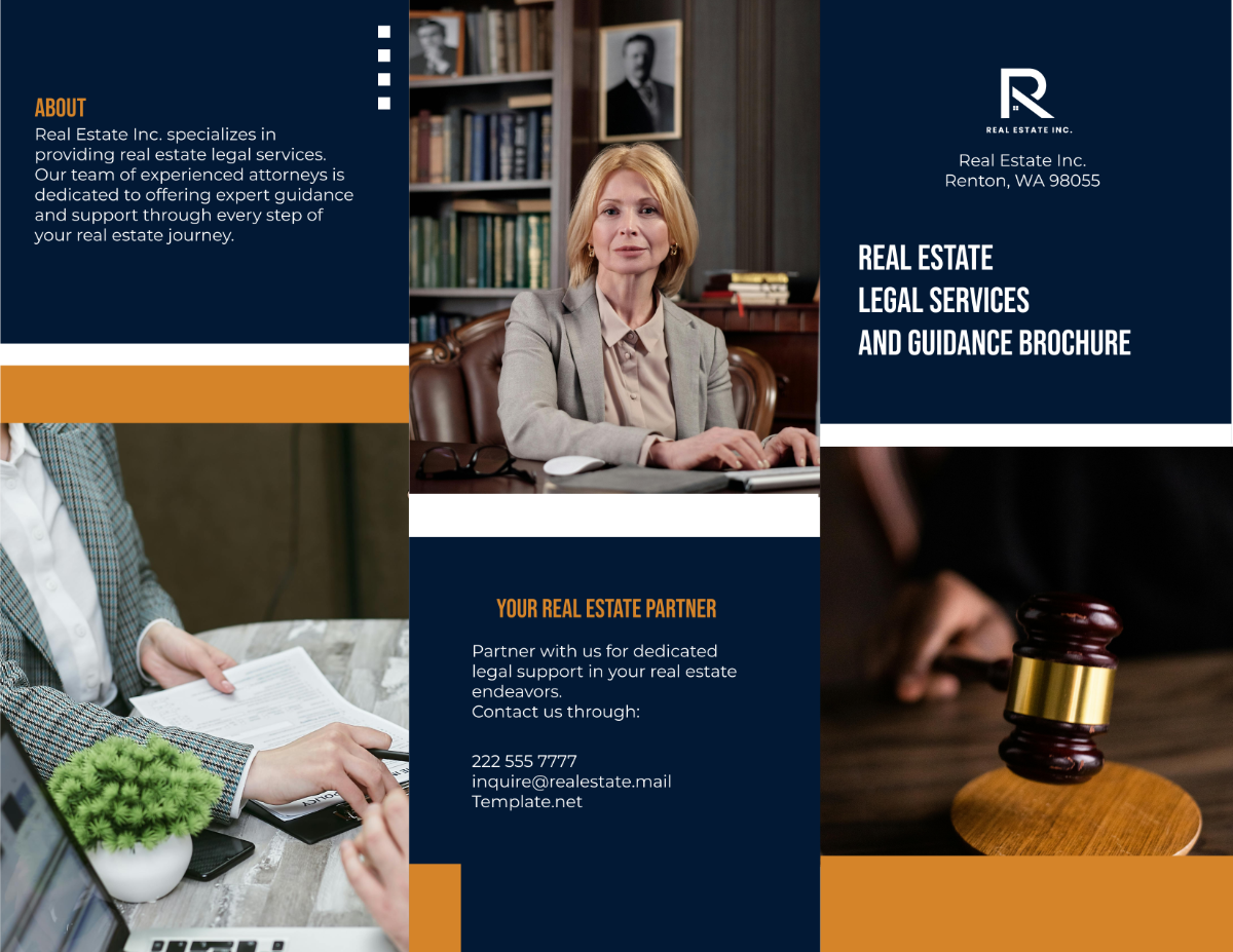 Free Real Estate Legal Services and Guidance Brochure Template